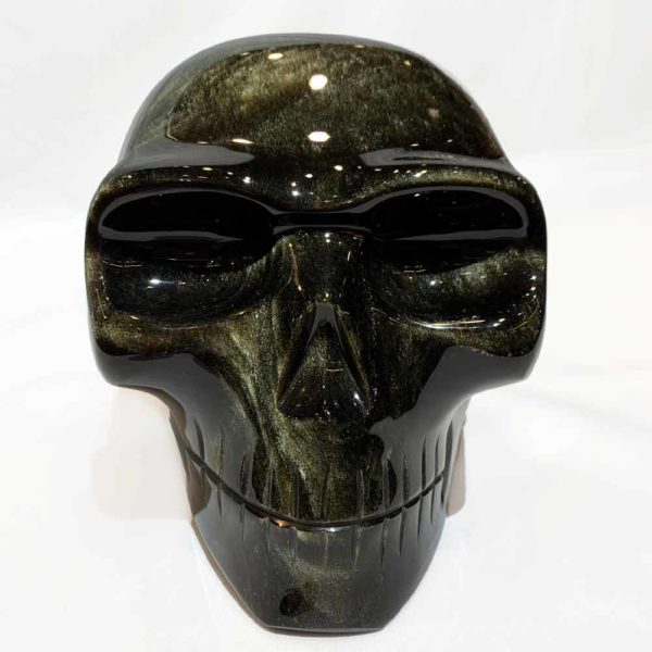 Agate Designs Gold Sheen Obsydian Skull Front